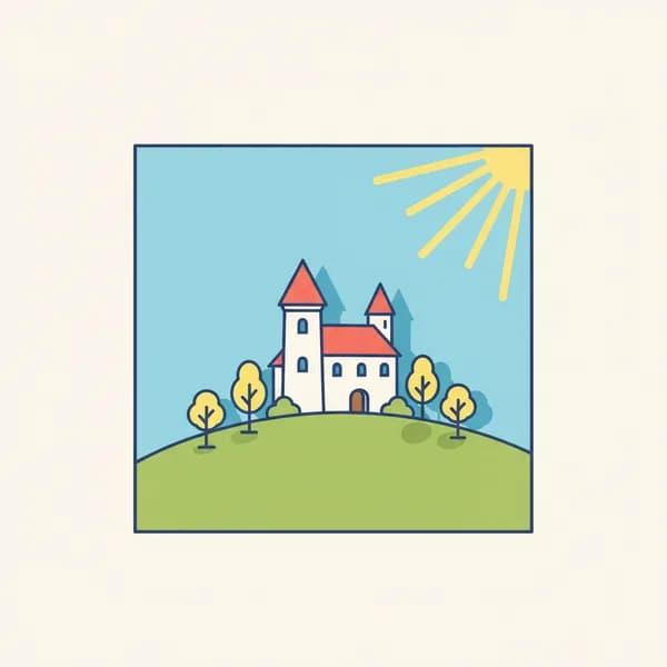 Ilustrace hradu na kopci